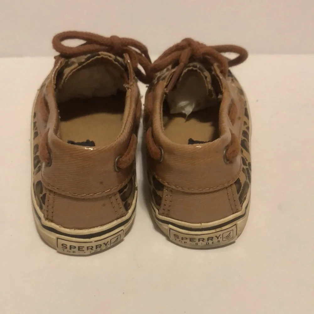 Sperry Baby Girls Size 4M Cheetah Print Boat Shoes